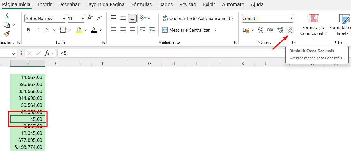 Diminuindo o Número de Casas Decimais