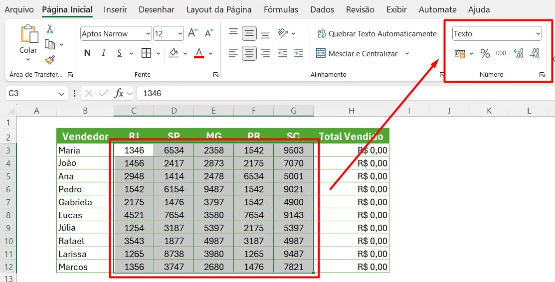 Identificando Erro na Função SOMA no Excel