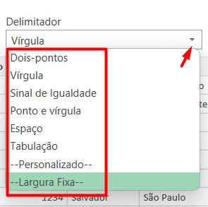 Análise de Delimitador do Arquivo TXT