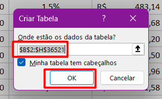 Formatar como Tabela no Excel