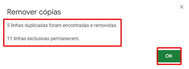 Remover Cópias no Google Sheets