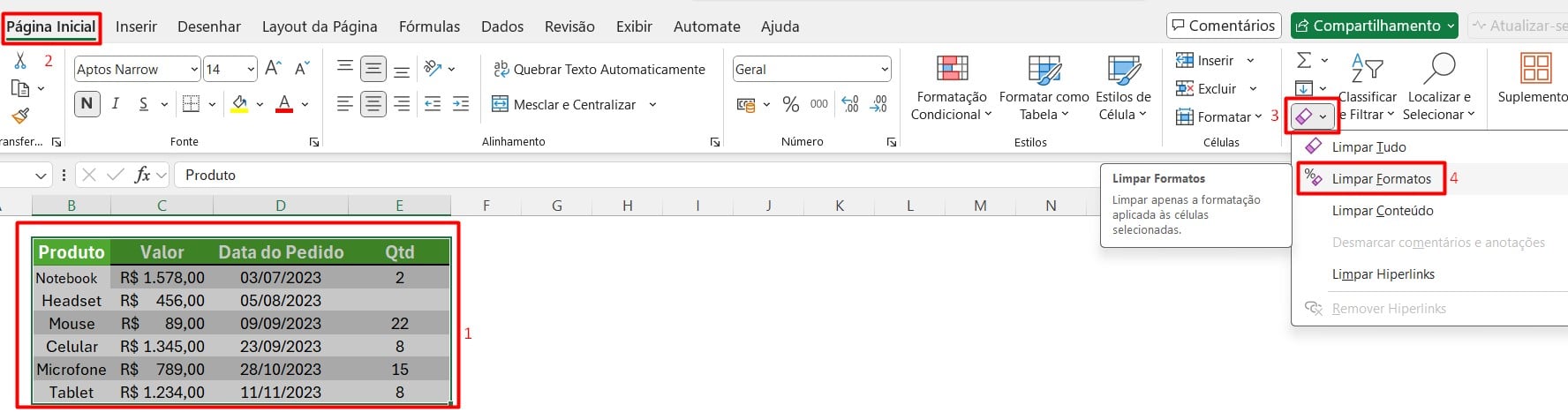 Como Limpar Conteúdo no Excel