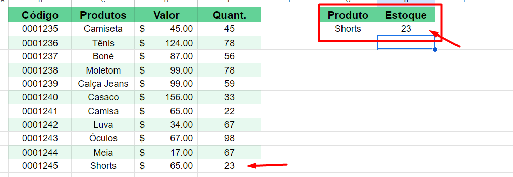 Resultado da Função XLOOKUP 