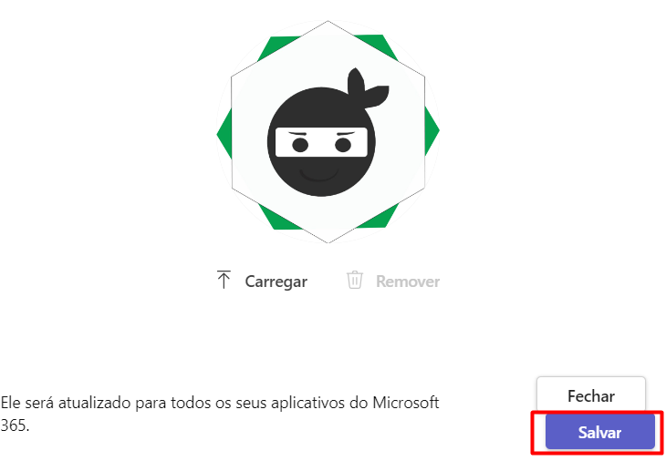 Salvando a Nova Foto de Perfil no Teams
