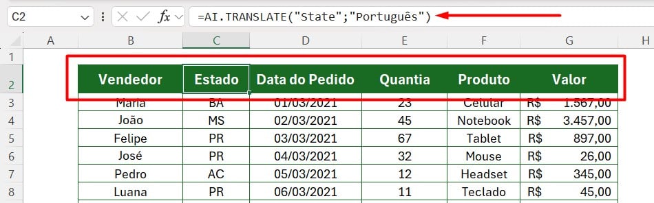 AI TRANSLATE no Excel