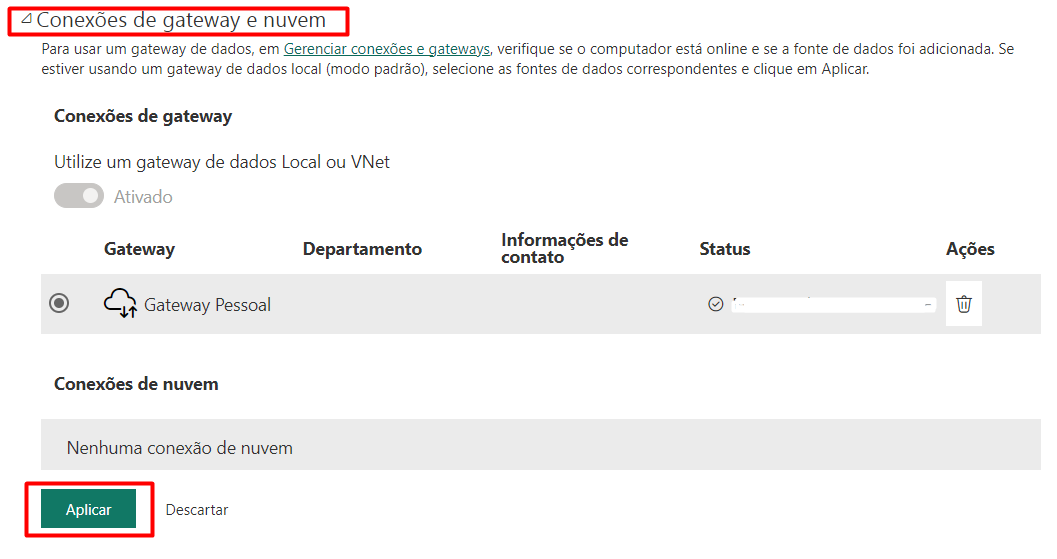 Aplicando o Gateway no Power BI