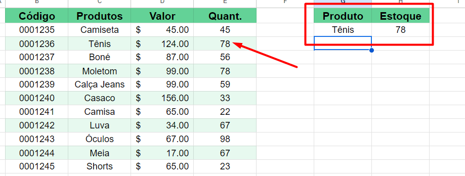 Resultado da Função XLOOKUP 