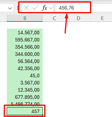 Conferindo o Número Arredondado no Excel