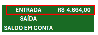 Resultado da Função SOMASE no Fluxo de Caixa do Excel