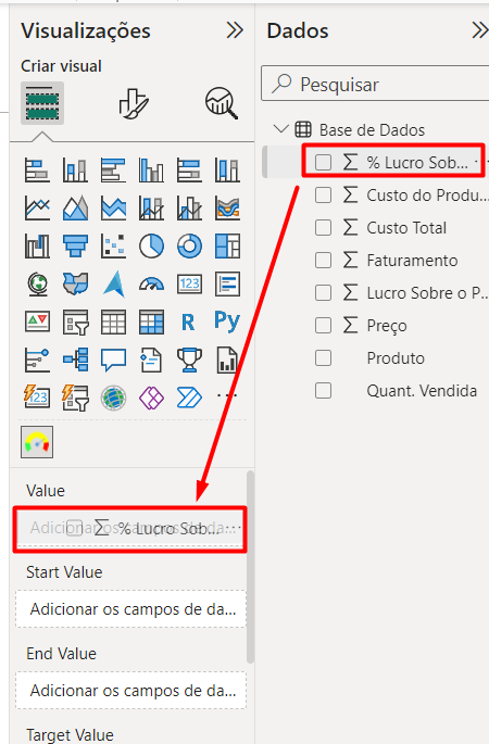 Ajustando Gráfico de Velocímetro no Power BI