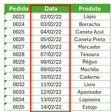 Resultado da Alteração do formato da Data