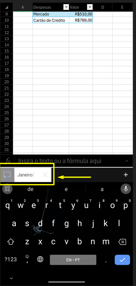 Renomeando a ABA da Planilha no Celular