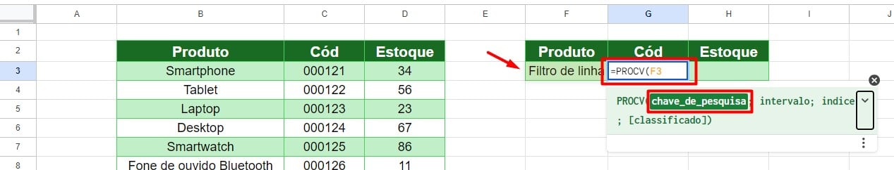 Utilizando o PROCV no Google Sheets