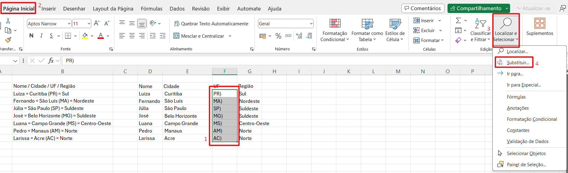 Substituindo Dados na Base de Dados no Excel