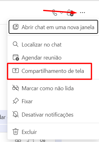 Compartilhar a Tela no Chat do Teams