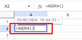 Aplicação da Função AGORA no Google Planilhas