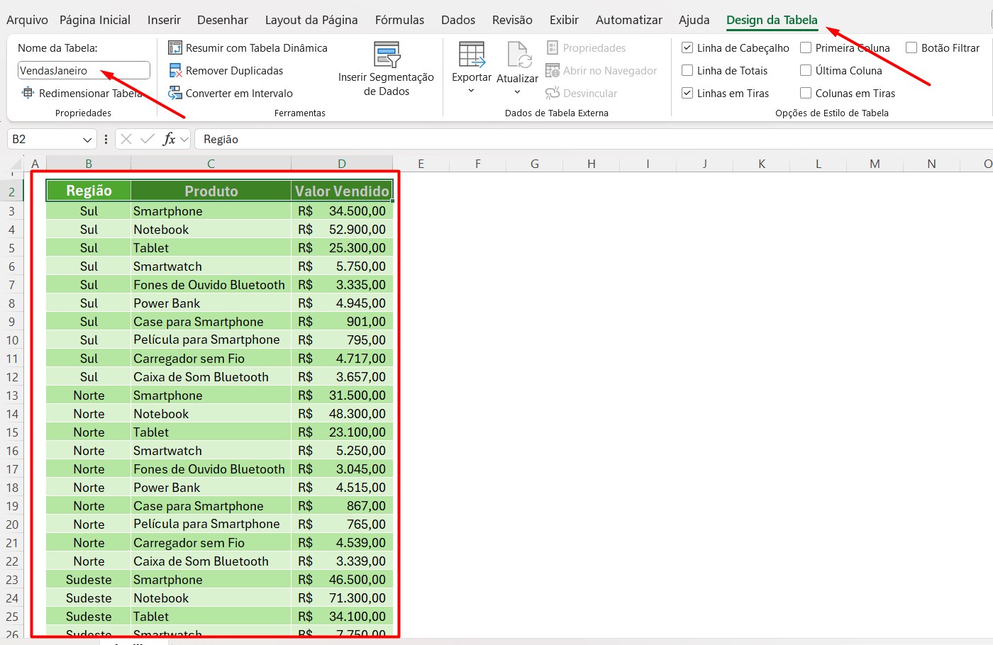 Base de Dados para Tabela Dinâmica no Excel