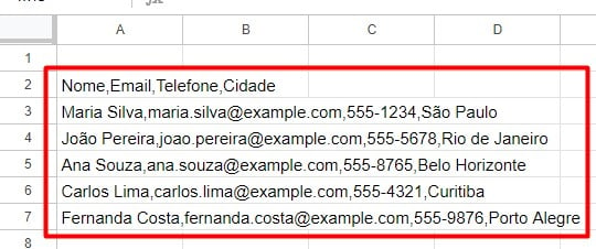 Separar Texto em Colunas no Google Sheets