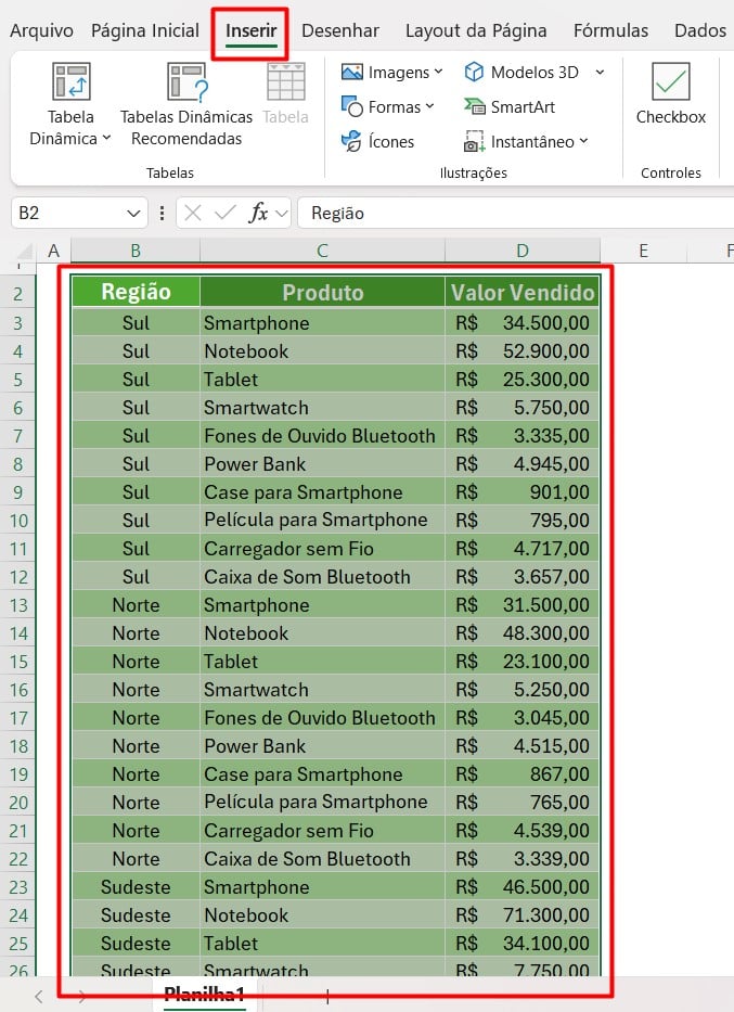 Como Inserir uma Tabela Dinâmica no Excel