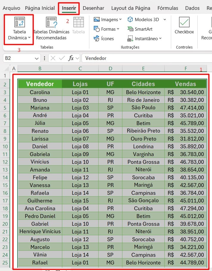 Como Inserir uma Tabela Dinâmica no Excel