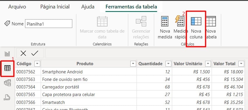 Inserindo Nova Coluna no Power BI