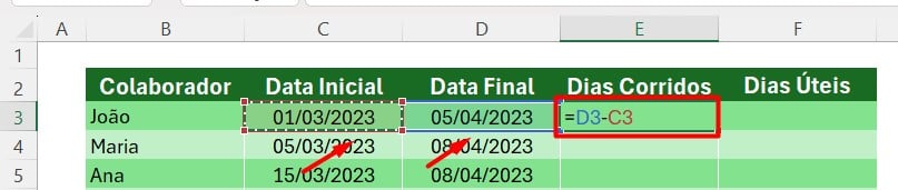 Como Fazer no Excel Uma Data Menos a Outra