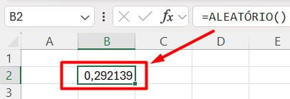 Aplicação da Função ALEATÓRIO no Excel