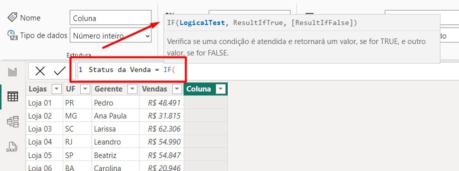 Usando o DAX IF no Power BI