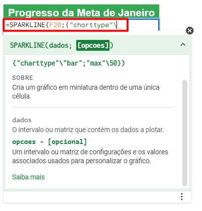 Utilizando a Função SPARKLINE no Google Sheets