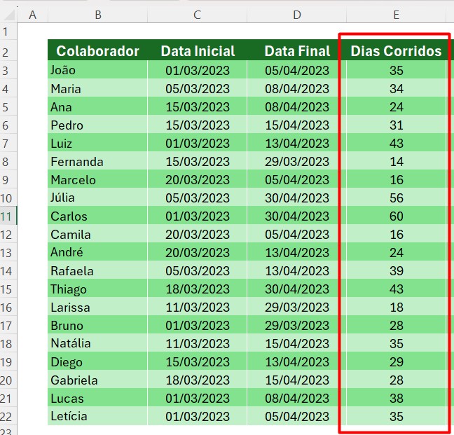 Como Fazer no Excel Uma Data Menos a Outra