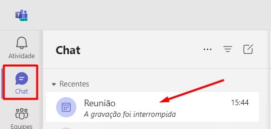 Acessando o Chat da Reunião no Teams