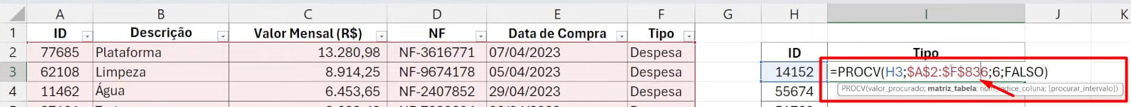 Ajustes dos Números de Linhas no PROCV no Excel