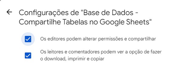 Controle de edição do compartilhamento de planilhas no Google Sheets.