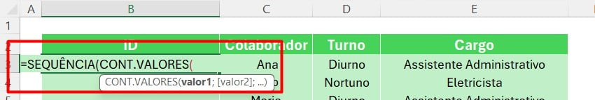 Uso da Função SEQUÊNCIA no Excel