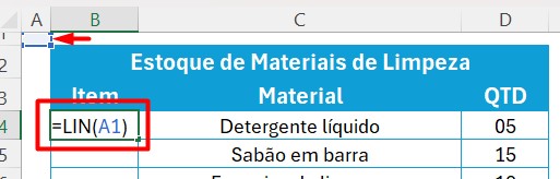 Aplicação da Fórmula LIN no Excel