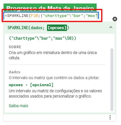 Utilizando a Função SPARKLINE no Google Sheets