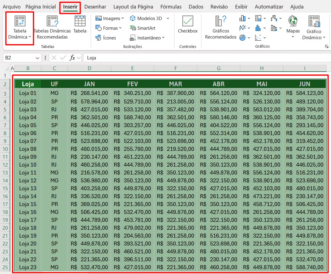 Como Inserir Tabela Dinâmica no Excel