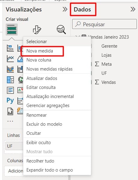 Utilizando um DAX DIVIDE no Power BI