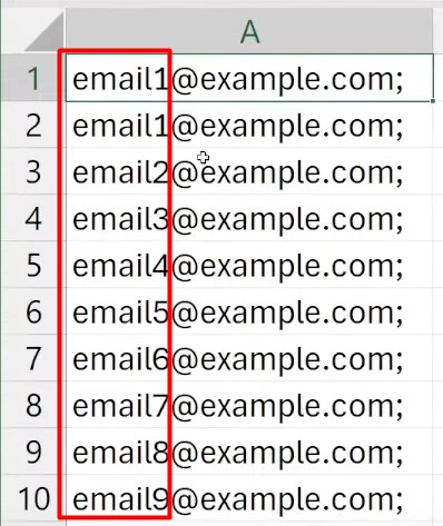 Base de E-mails no Excel