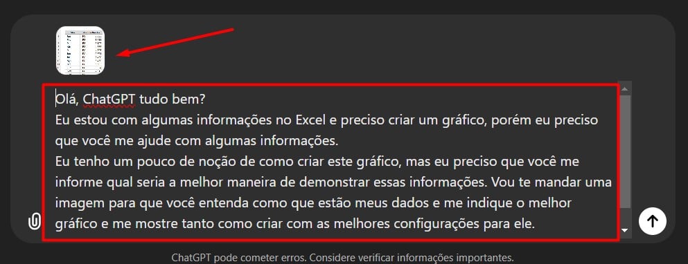 Prompt Enviado ao ChatGPT Sobre Criar Gráficos