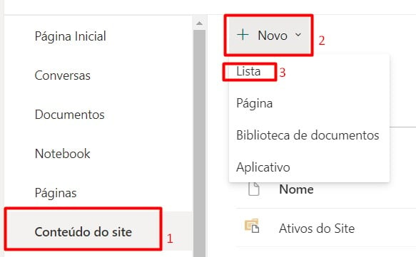 Adicionando Lista no SharePoint