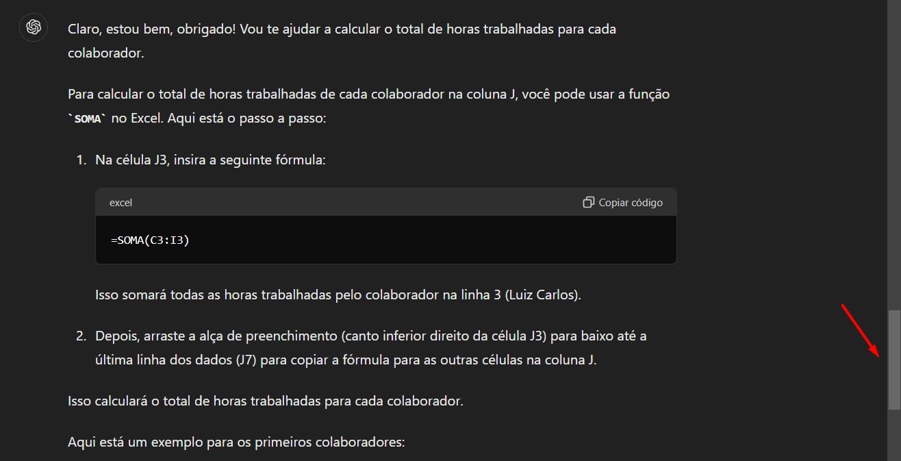 Parecer Recebido do ChatGPT para Calcular Horas no Excel