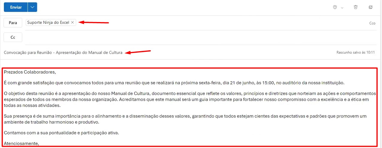 Criando E-mail no Outlook com Sugestões do ChatGPT