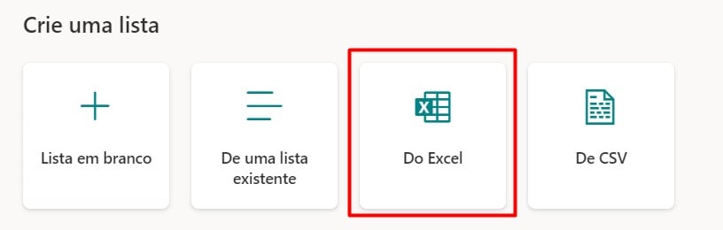 Criando uma Lista no SharePoint com o Excel