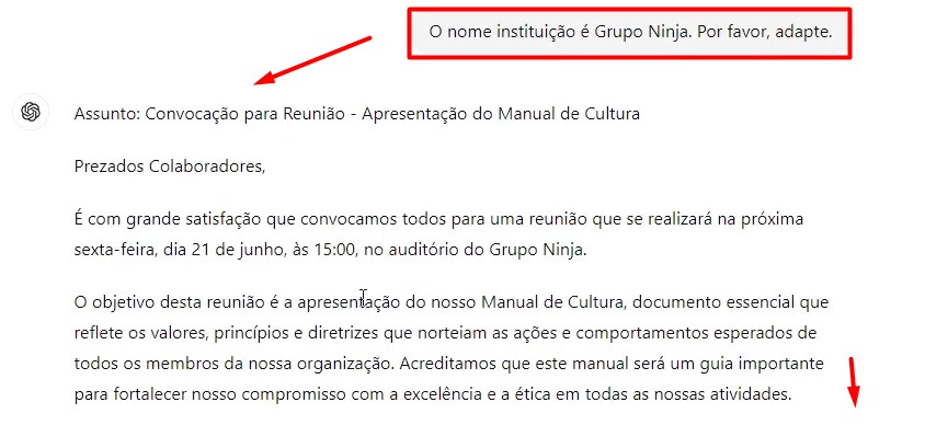 E-mail Adaptado no ChatGPT