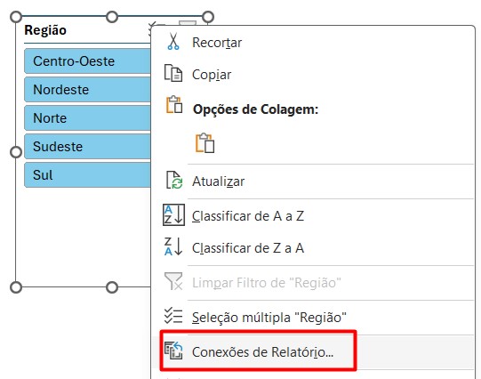 Conectando Relatórios na Segmentação de Dados do Excel