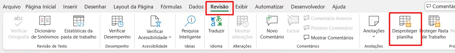 Desprotegendo a Planilha no Excel