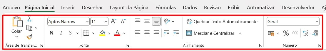 Opções de Configurações no Excel