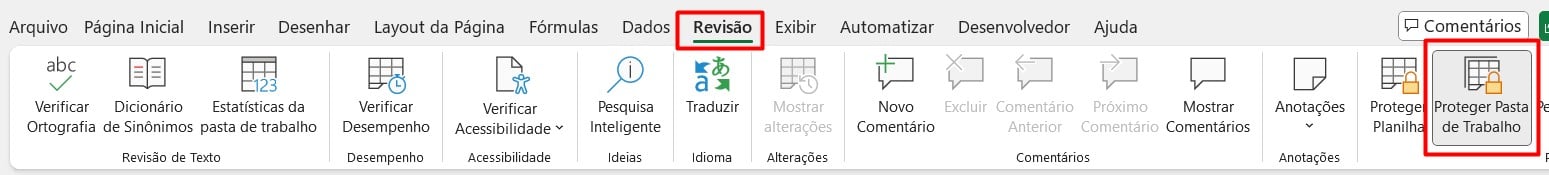 Protegendo Pasta de Trabalho no Excel