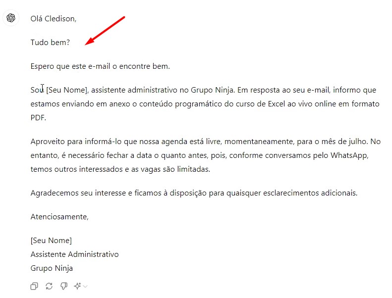 Resposta do Prompt Enviado ao ChatGPT - Responder E-mails com o ChatGPT